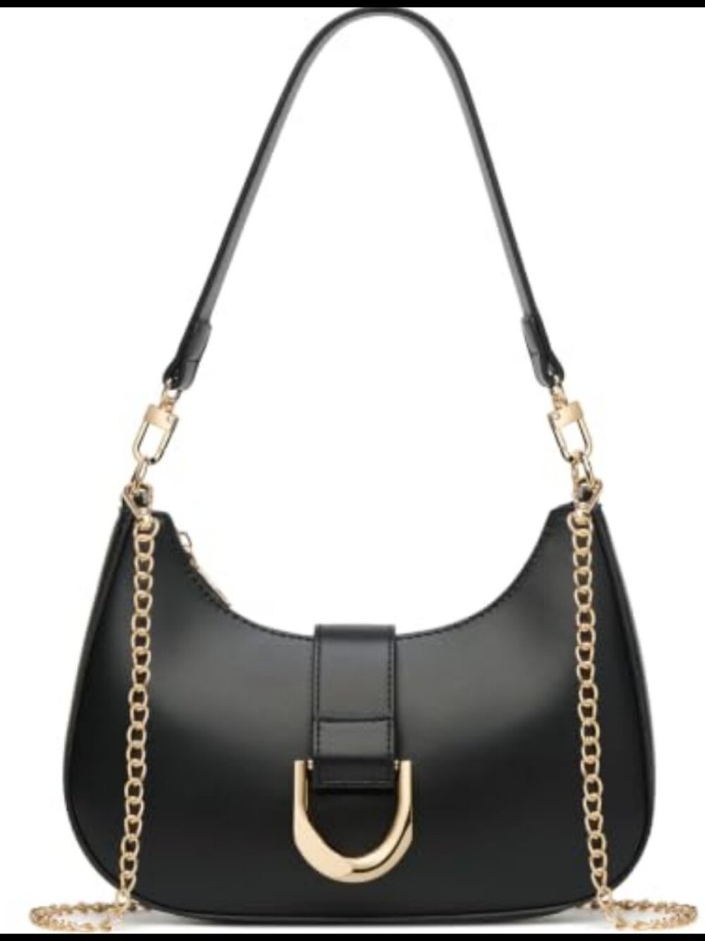 PU Leather Crescent Shoulder Bag Women Detachable Chain Crossbody